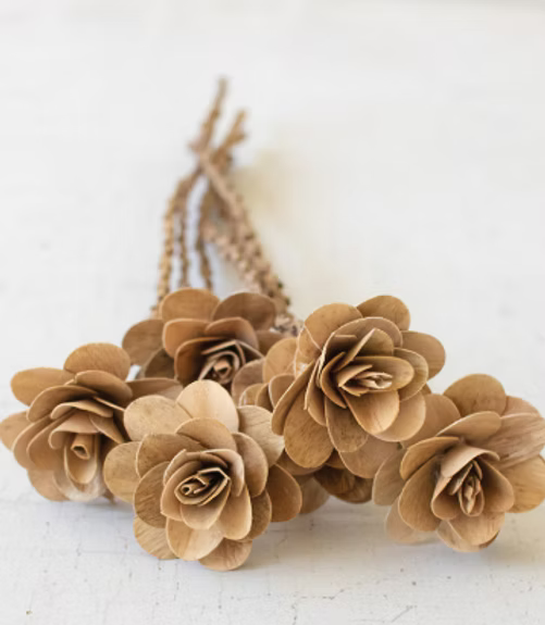 Bundle of 6 Wooden Roses