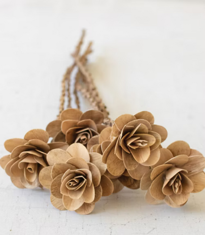 Bundle of 6 Wooden Roses