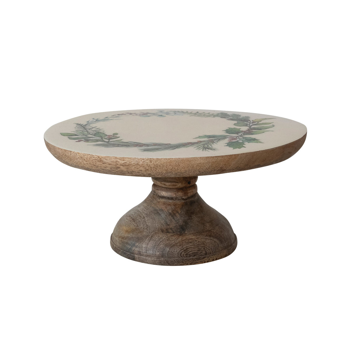Enameled Mango Wood Pedestal with Seasonal Botanicals ©