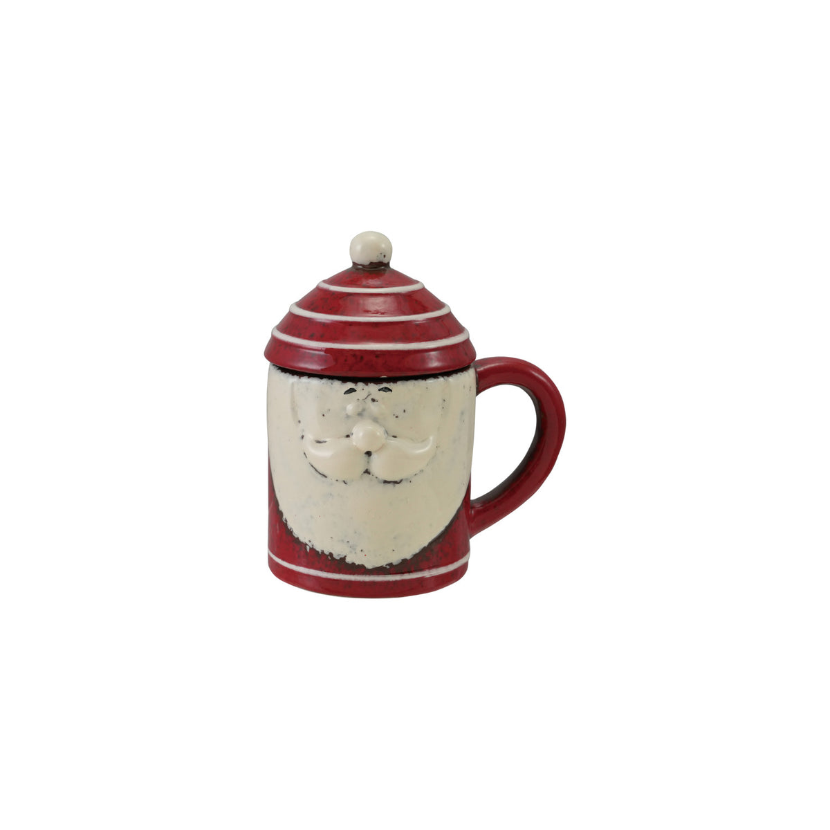 12 oz. Hand-Painted Ceramic Santa Head Shaped Mug with Hat Shaped Lid (Each One Will Vary)
